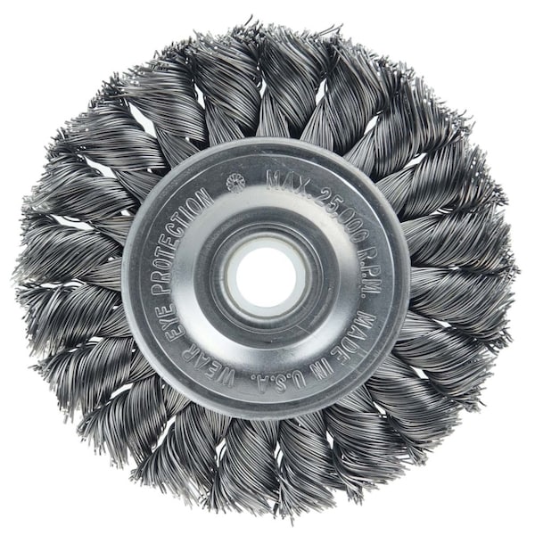 Weiler Wolverine 3" Knot Wire Wheel, .014", 1/2"-3/8" Arbor Hole, Steel Wire 36290 - main